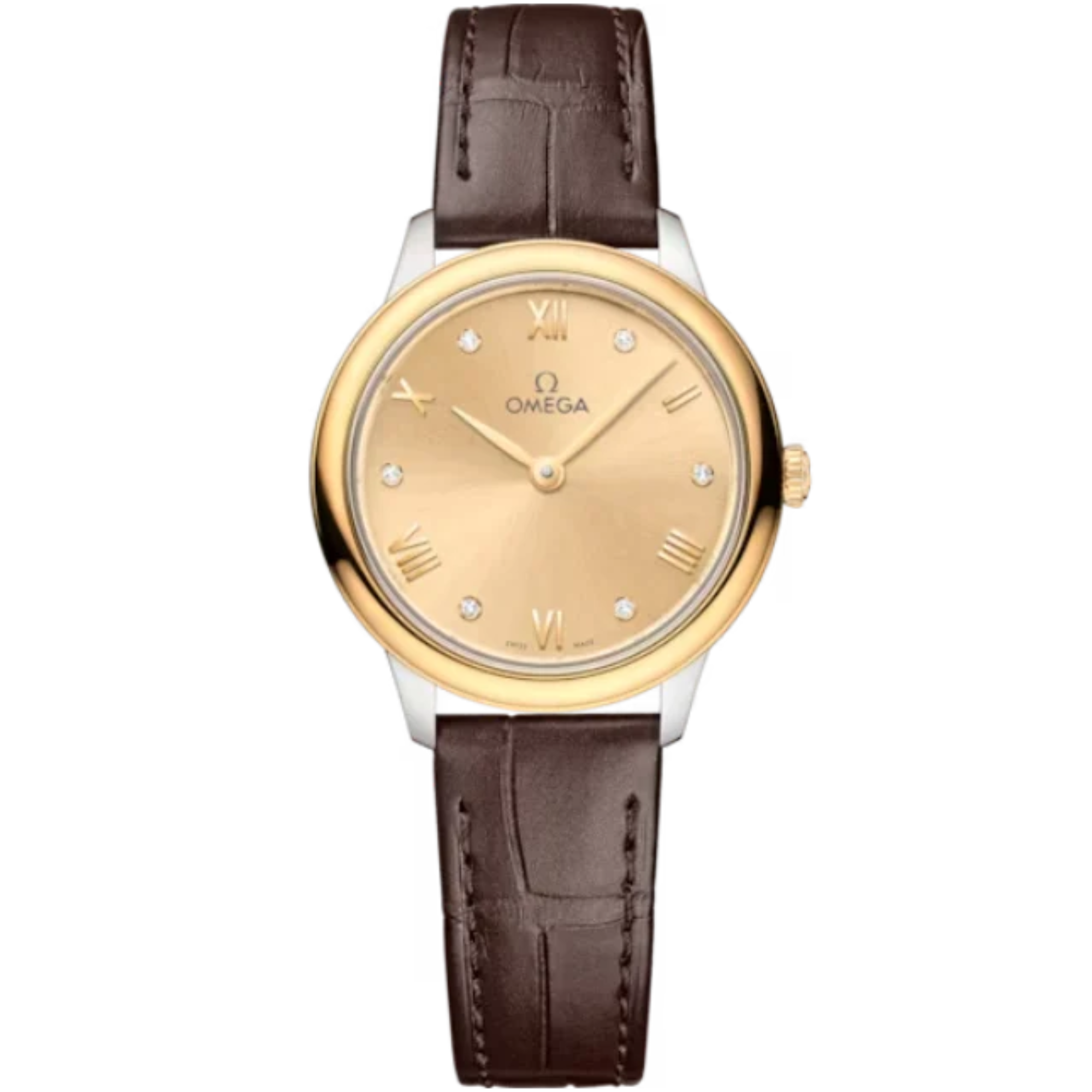 DE VILLE PRESTIGE 27 MM STAINLESS STEEL - YELLOW GOLD WITH YELLOW DIAL - Omega