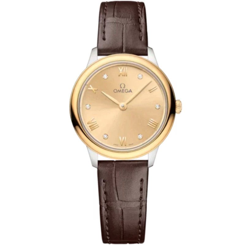 DE VILLE PRESTIGE 27 MM STAINLESS STEEL - YELLOW GOLD WITH YELLOW DIAL - Omega