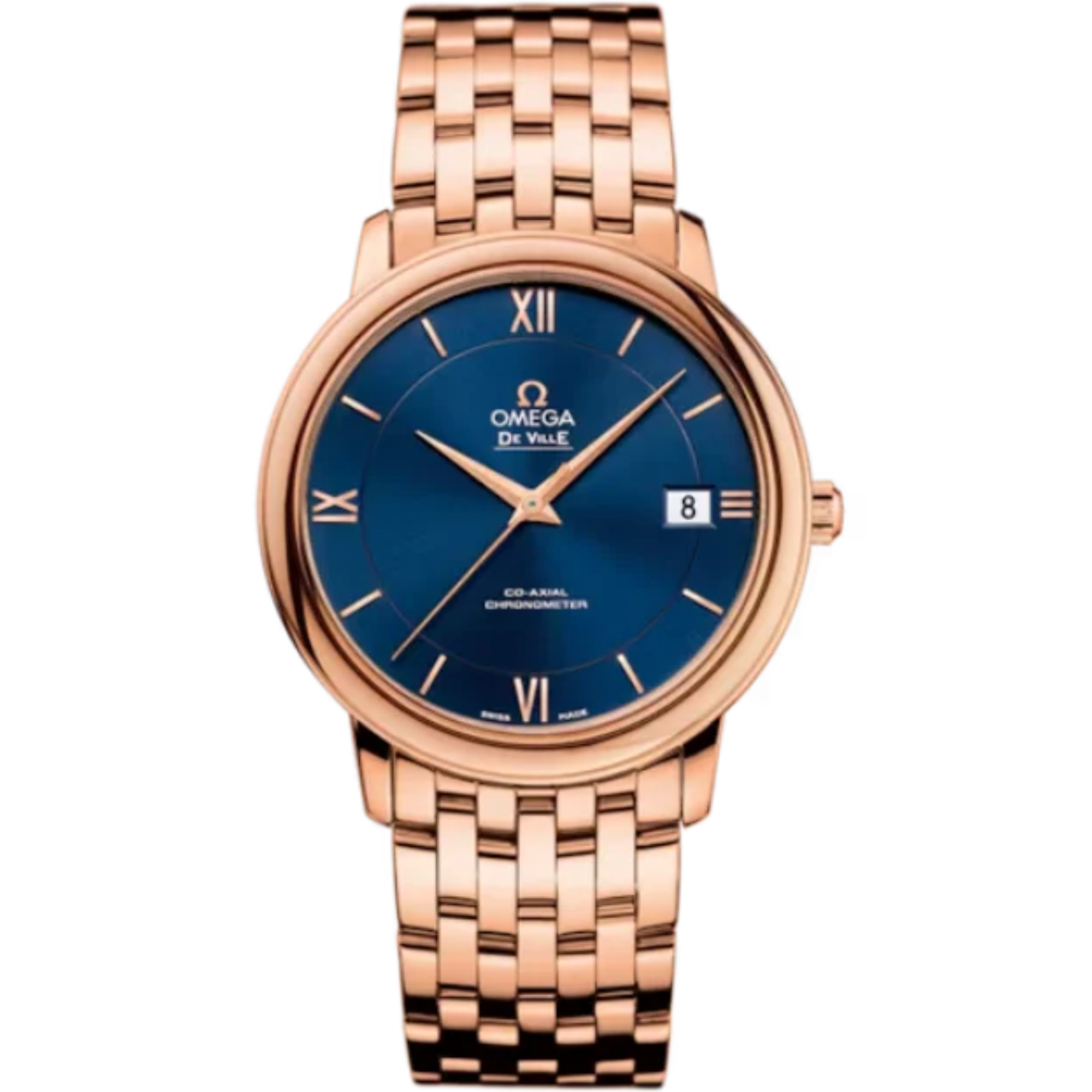 DE VILLE PRESTIGE 37 MM RED GOLD WITH BLUE DIAL - Omega