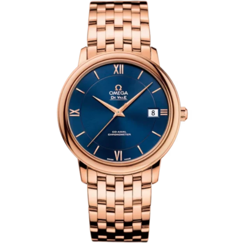 DE VILLE PRESTIGE 37 MM RED GOLD WITH BLUE DIAL - Omega