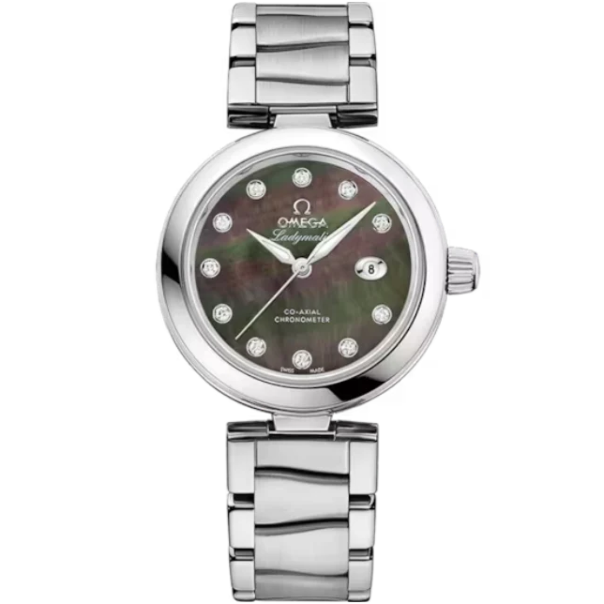 DE VILLE LADYMATIC 34 MM STAINLESS STEEL WITH BLACK MOTHER OF PEARL DIAL - Omega