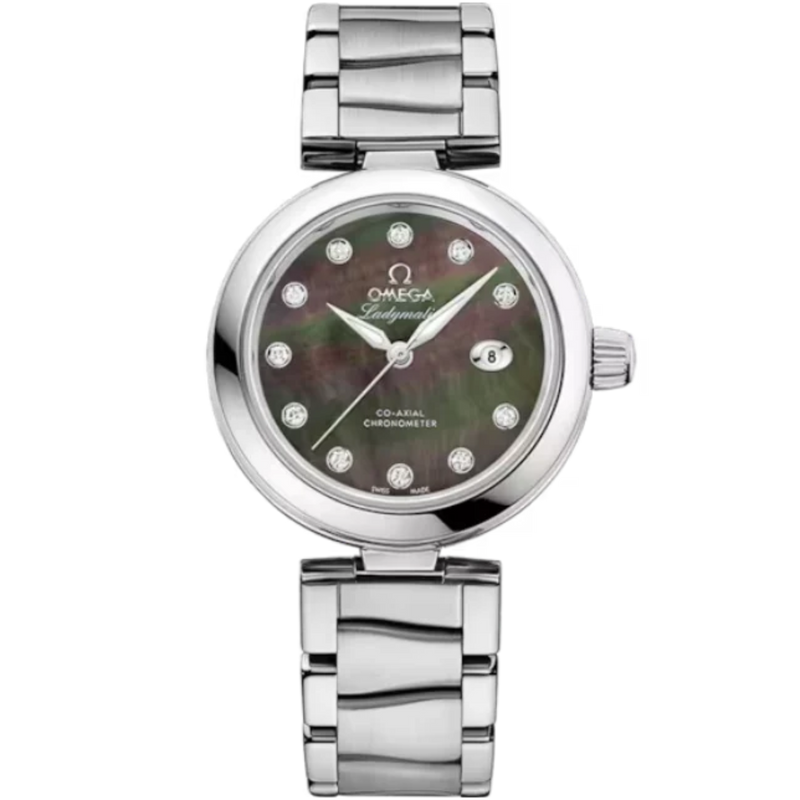 DE VILLE LADYMATIC 34 MM STAINLESS STEEL WITH BLACK MOTHER OF PEARL DIAL - Omega
