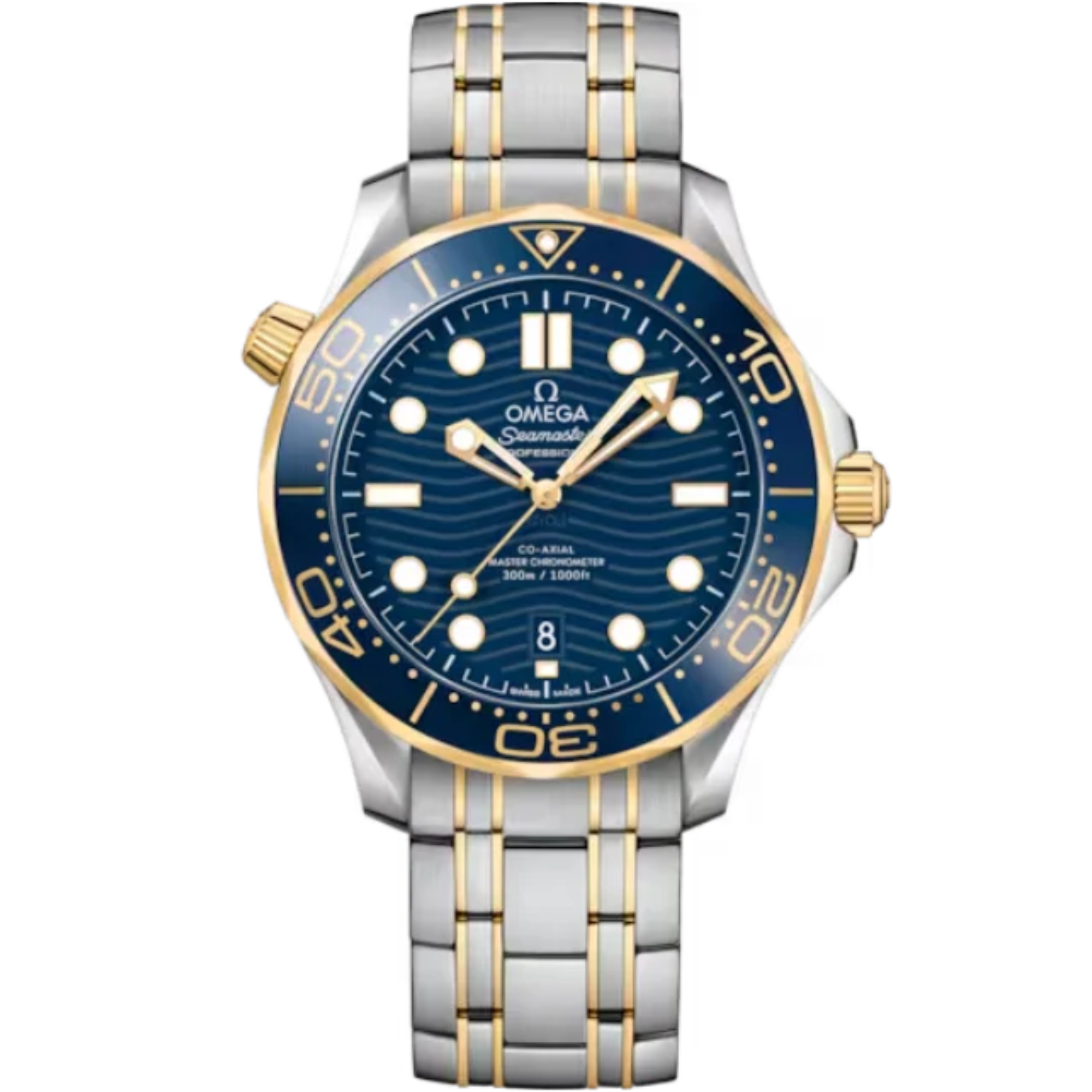 SEAMASTER DIVER 300M 42 MM STAINLESS STEEL - YELLOW GOLD WITH BLUE DIAL - Omega