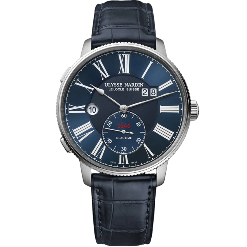 MARINE TORPILLEUR DUAL TIME 44 MM STAINLESS STEEL WITH BLUE DIAL - Ulysse Nardin