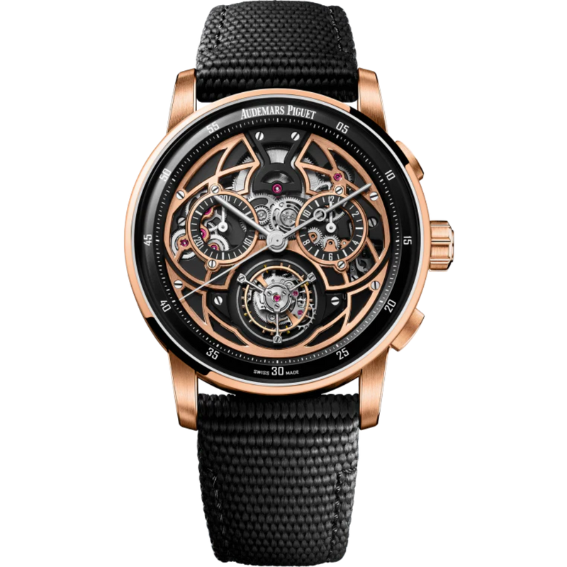 Code 11.59 by Audemars Piguet  41mm Black Rubber-Coated Strap 18-carat Pink Gold Outer Bezel Black Lacquered Inner Bezel - Audemars Piguet