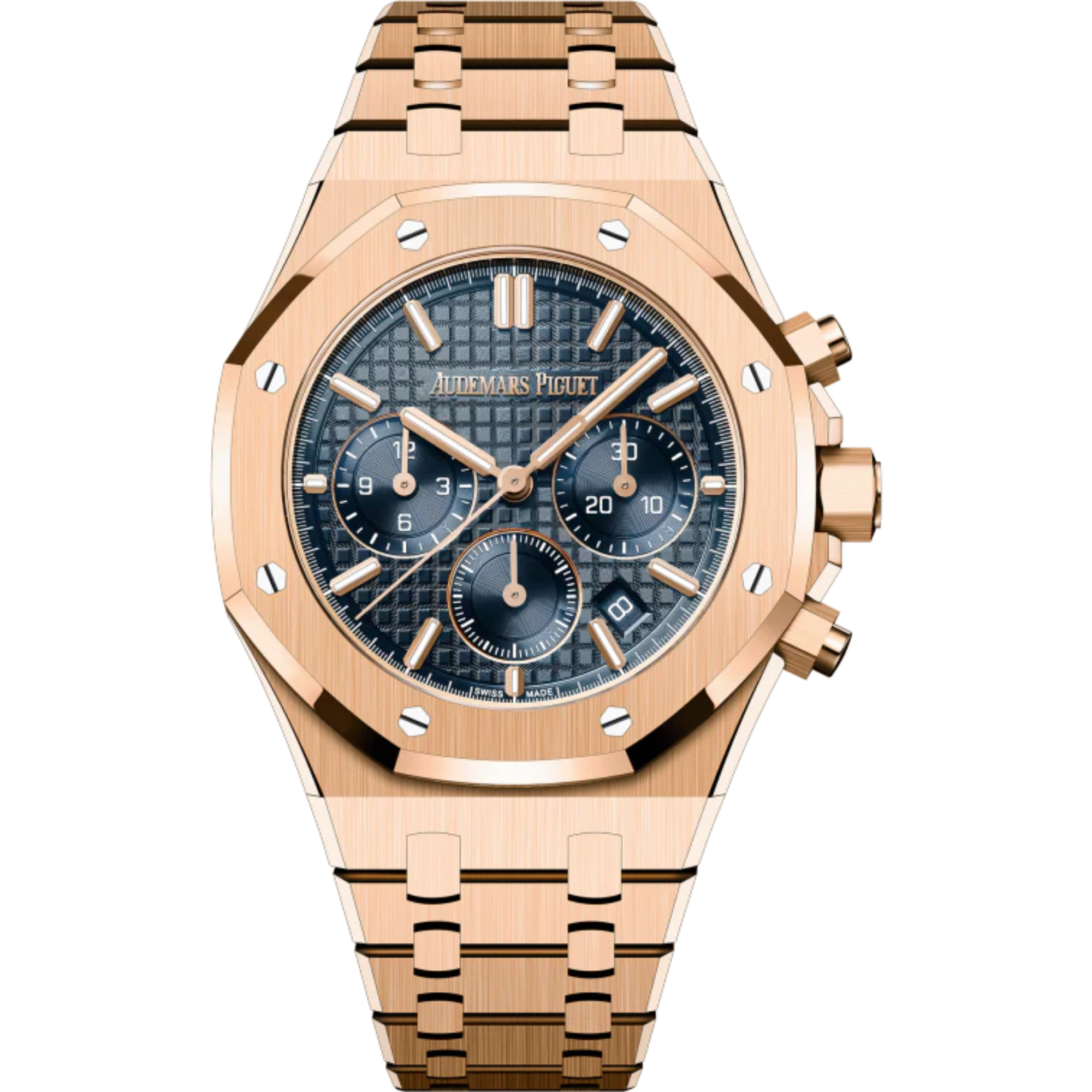Royal Oak Selfwinding Chronograph 38MM 18-Carat Pink Gold Bracelet Bleu Nuit Nuage 50 Dial With Grande Tapisserie Pattern 18-Carat Pink Gold Case - Audemars Piguet