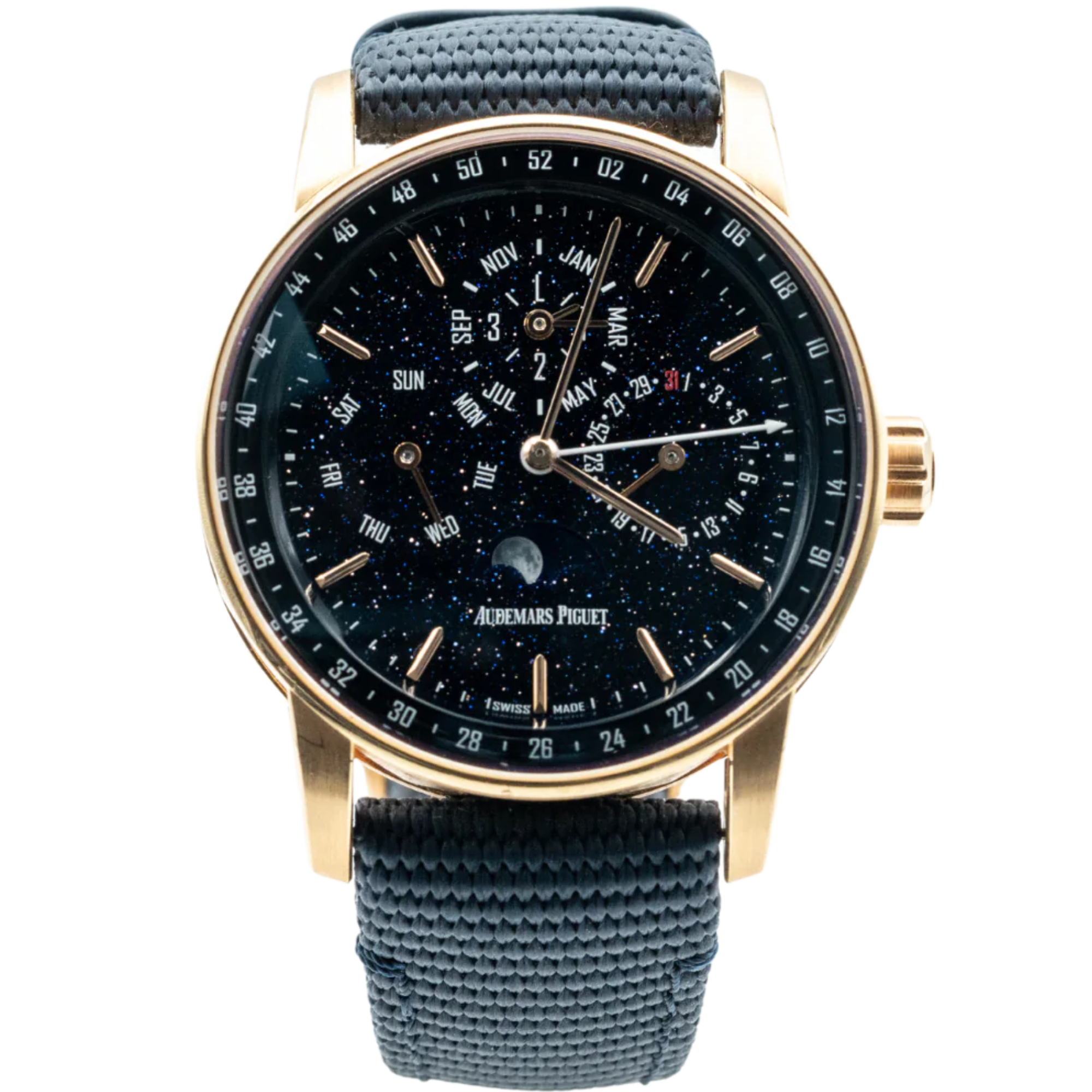 Audemars Piguet Code 11.59 Ref. 26394OR.OO.D027KB.01 41mm Blue Rubber-Coated Strap Blue Aventurine Dial Blue Lacquered Inner Bezel and Rose Gold Case - Audemars Piguet