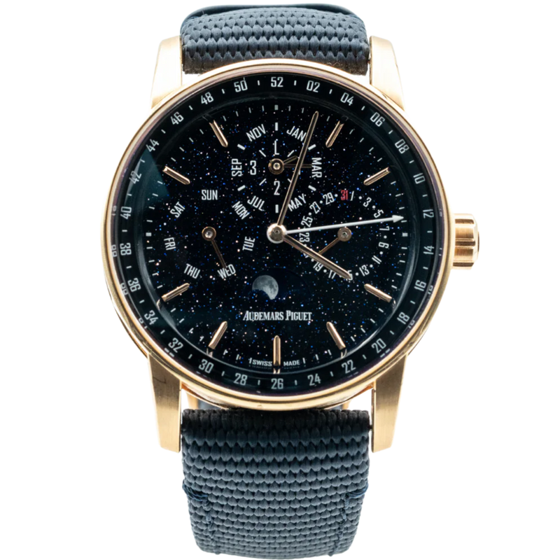 Audemars Piguet Code 11.59 Ref. 26394OR.OO.D027KB.01 41mm Blue Rubber-Coated Strap Blue Aventurine Dial Blue Lacquered Inner Bezel and Rose Gold Case - Audemars Piguet