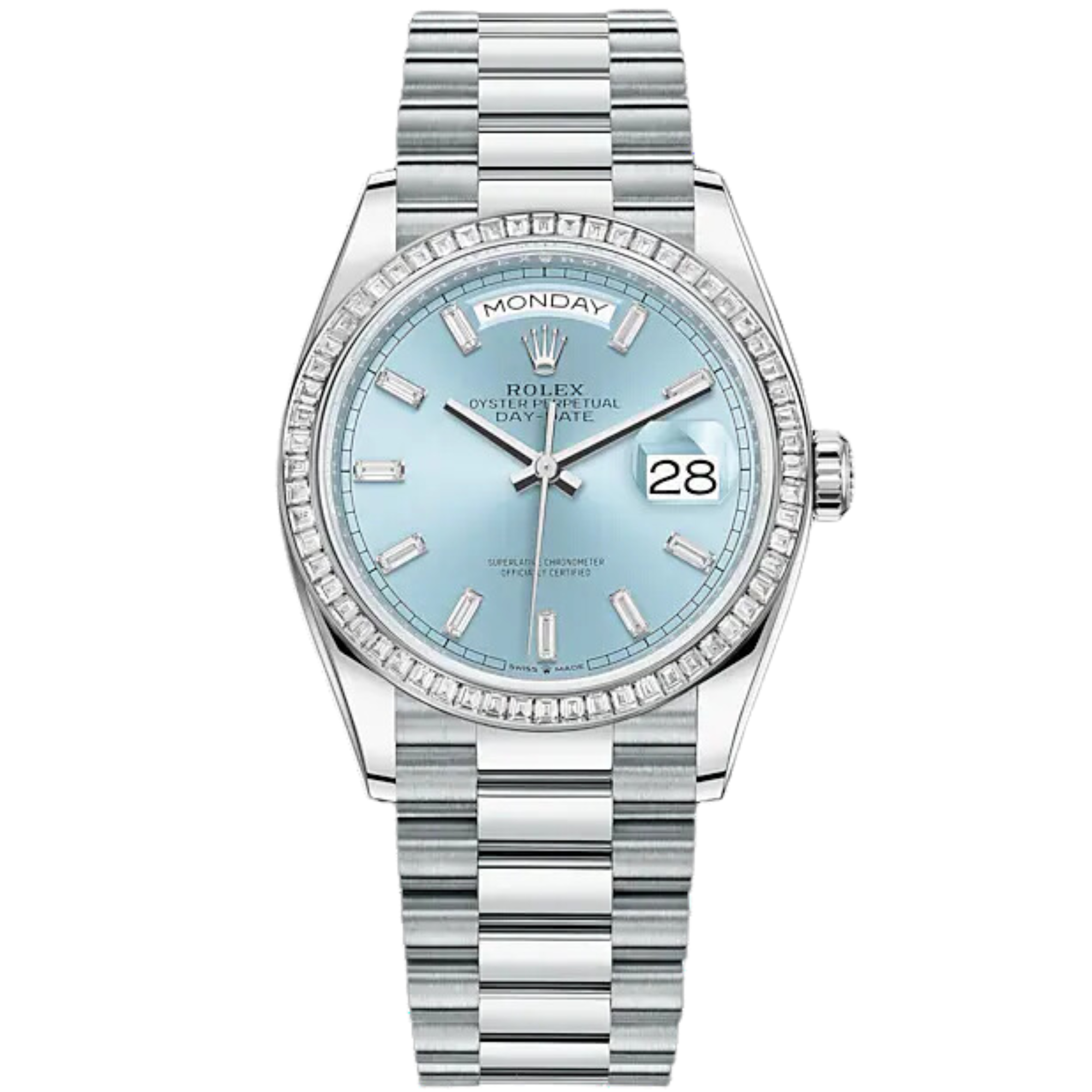 Day-Date 36mm President Bracelet with Ice Blue Diamond-Set Dial Diamond-Set Bezel - Rolex
