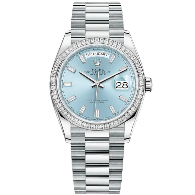 Day-Date 36mm President Bracelet with Ice Blue Diamond-Set Dial Diamond-Set Bezel - Rolex