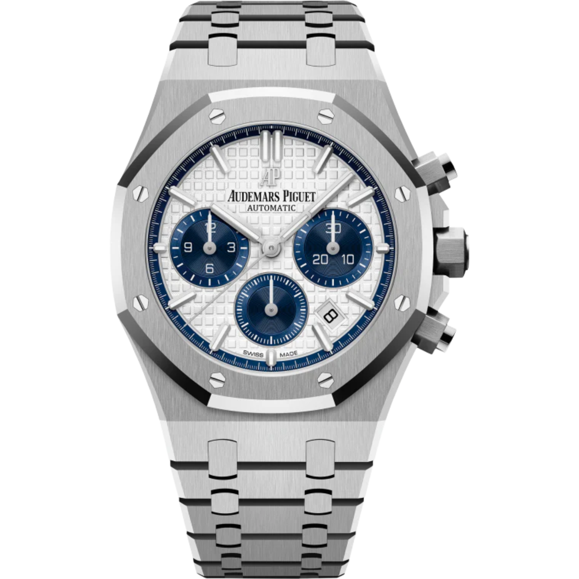 Royal Oak Selfwinding Chronograph 38MM Stainless Steel Bracelet Silver-Toned Dial With Grande Tapisserie Pattern Stainless Steel Case - Audemars Piguet