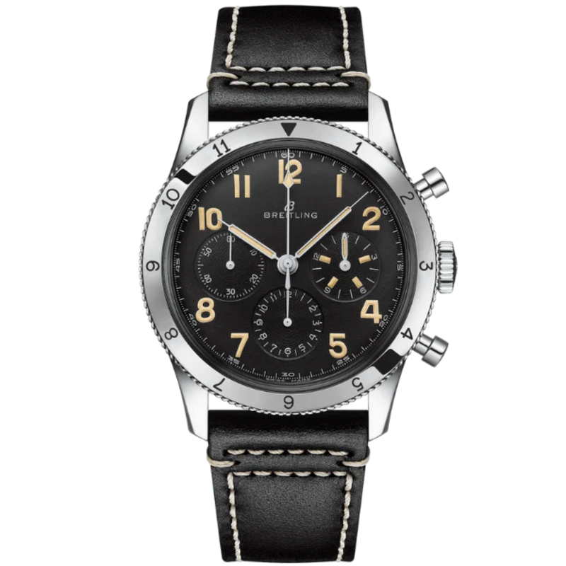 AVI REF. 765 1953 RE-EDITION 41 MM STAINLESS STEEL WITH BLACK DIAL - Breitling