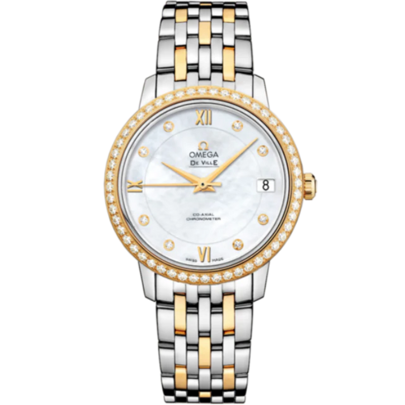 DE VILLE PRESTIGE 33 MM STAINLESS STEEL - YELLOW GOLD WITH MOTHER OF PEARL DIAL - Omega
