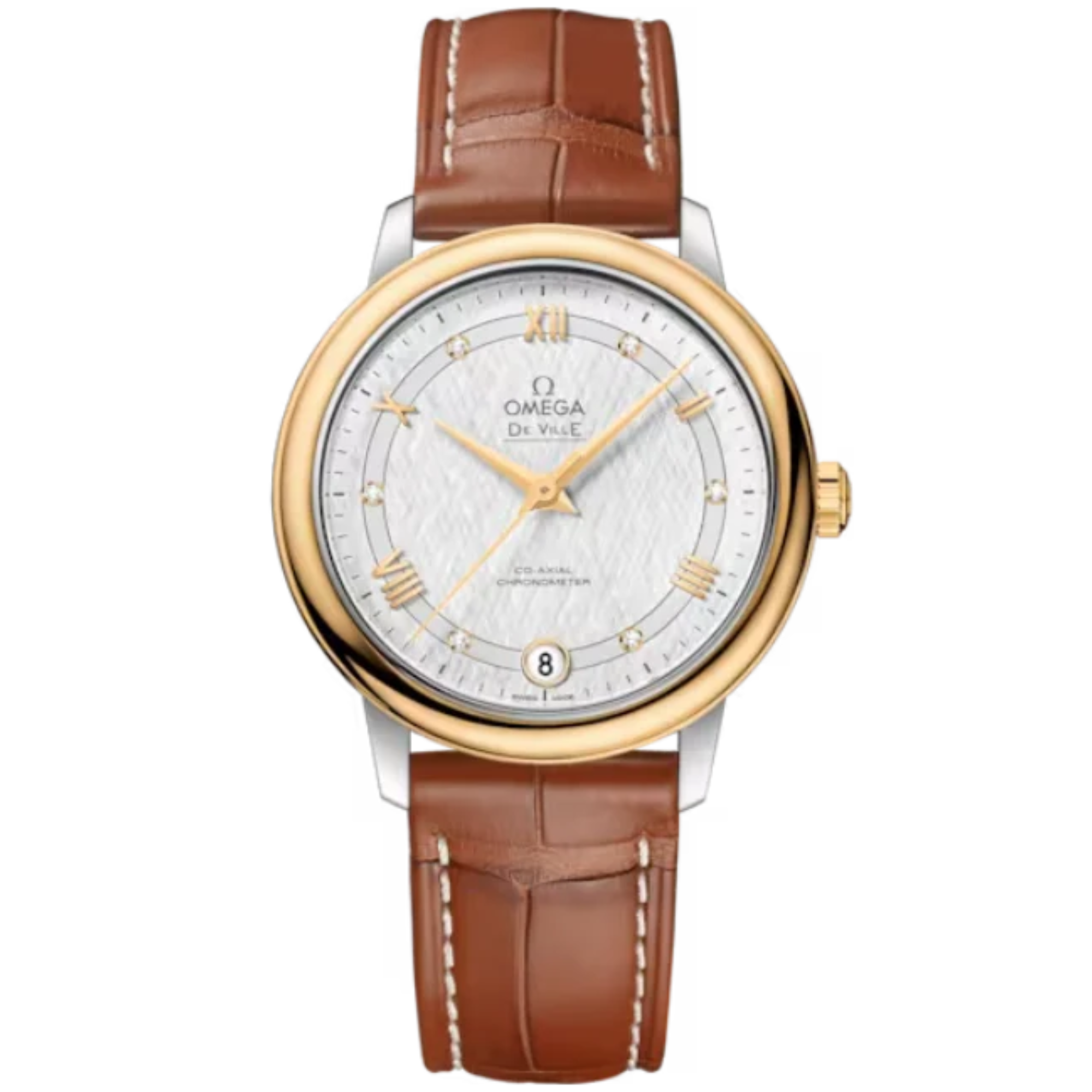 DE VILLE PRESTIGE 33 MM STAINLESS STEEL - YELLOW GOLD WITH SILVER DIAL - Omega