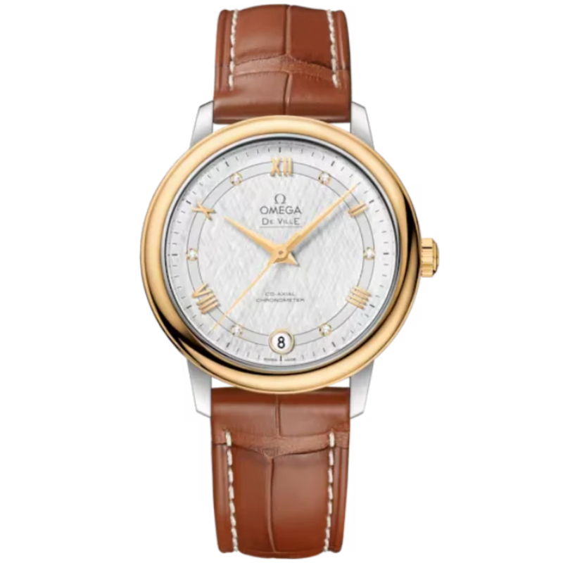 DE VILLE PRESTIGE 33 MM STAINLESS STEEL - YELLOW GOLD WITH SILVER DIAL - Omega