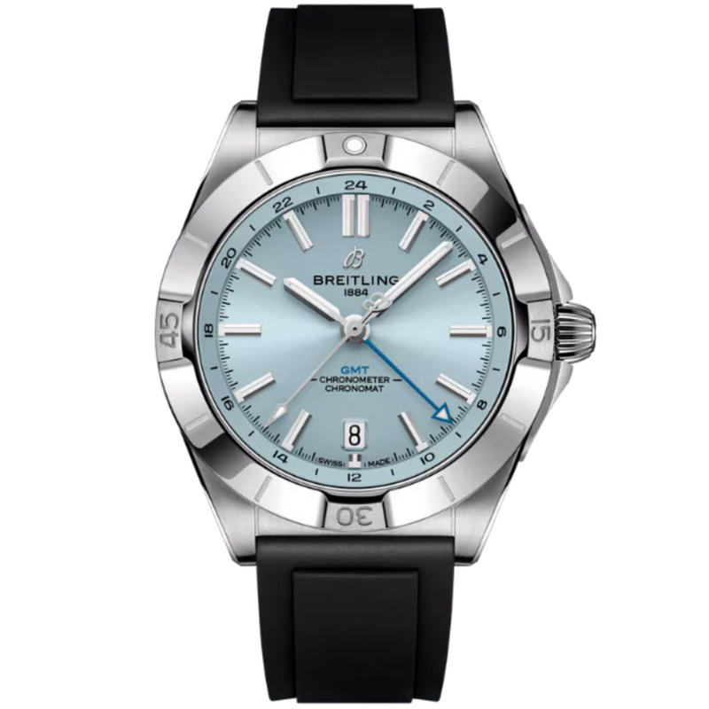CHRONOMAT AUTOMATIC GMT 40 MM STAINLESS STEEL & PLATINUM WITH ICE BLUE DIAL - Breitling