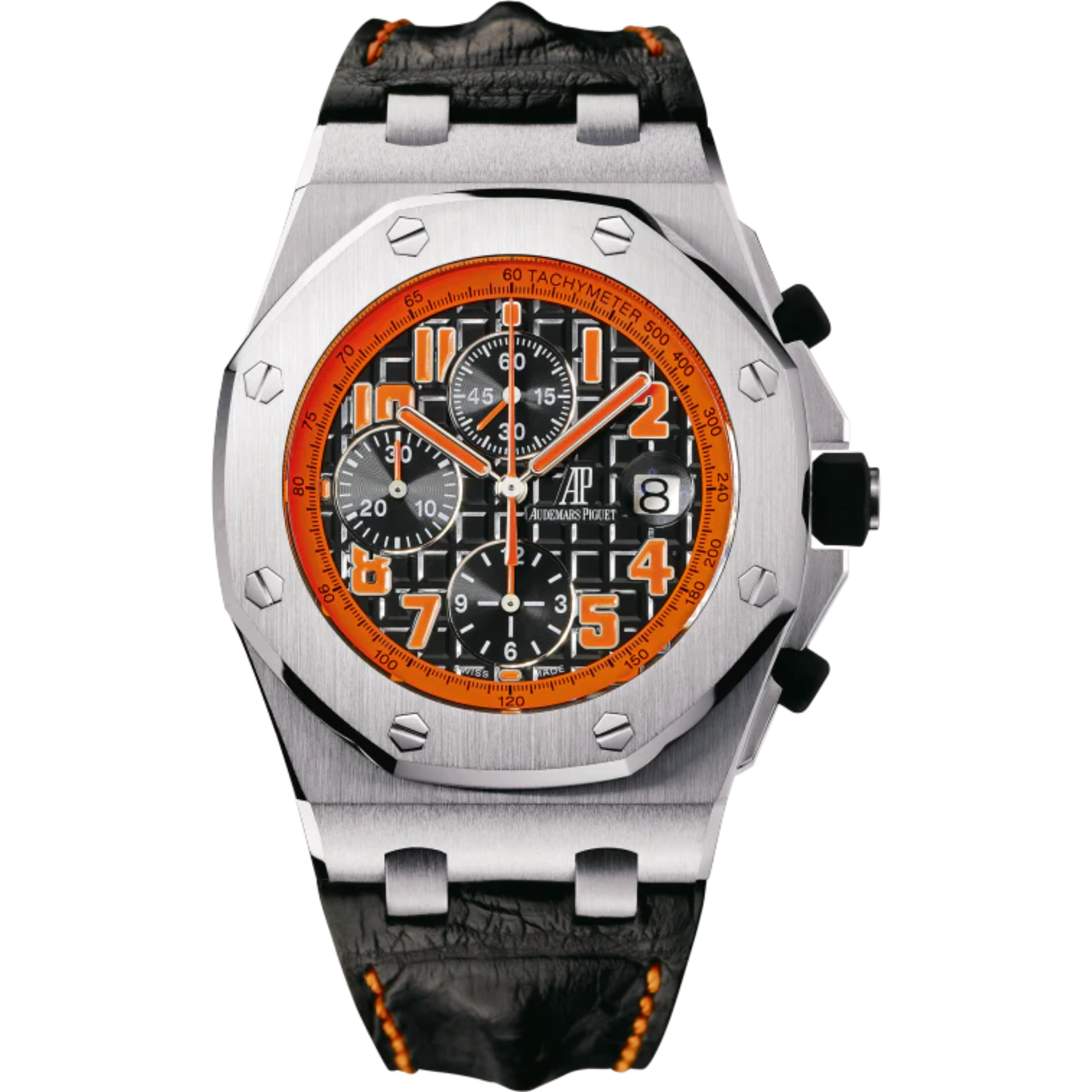 Royal Oak Offshore Chronograph Volcano 42MM Black Leather Strap Black Dial With Méga Tapisserie Pattern Stainless Steel Case - Audemars Piguet