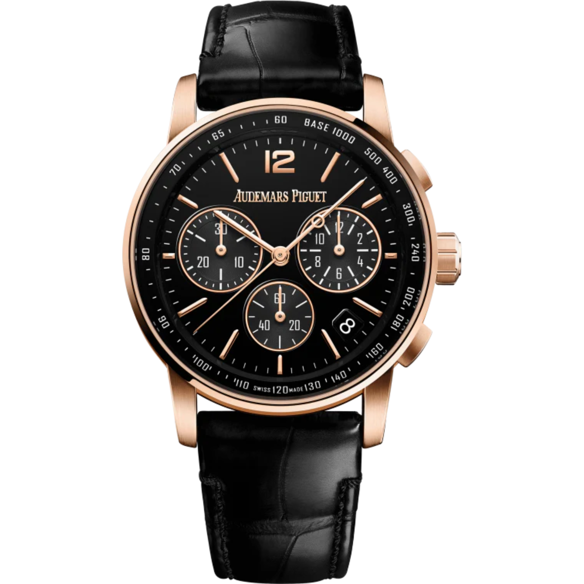 Code 11.59 by Audemars Piguet 41mm Black Alligator Strap Lacquered Black Dial 18-Carat Pink Gold Case - Audemars Piguet