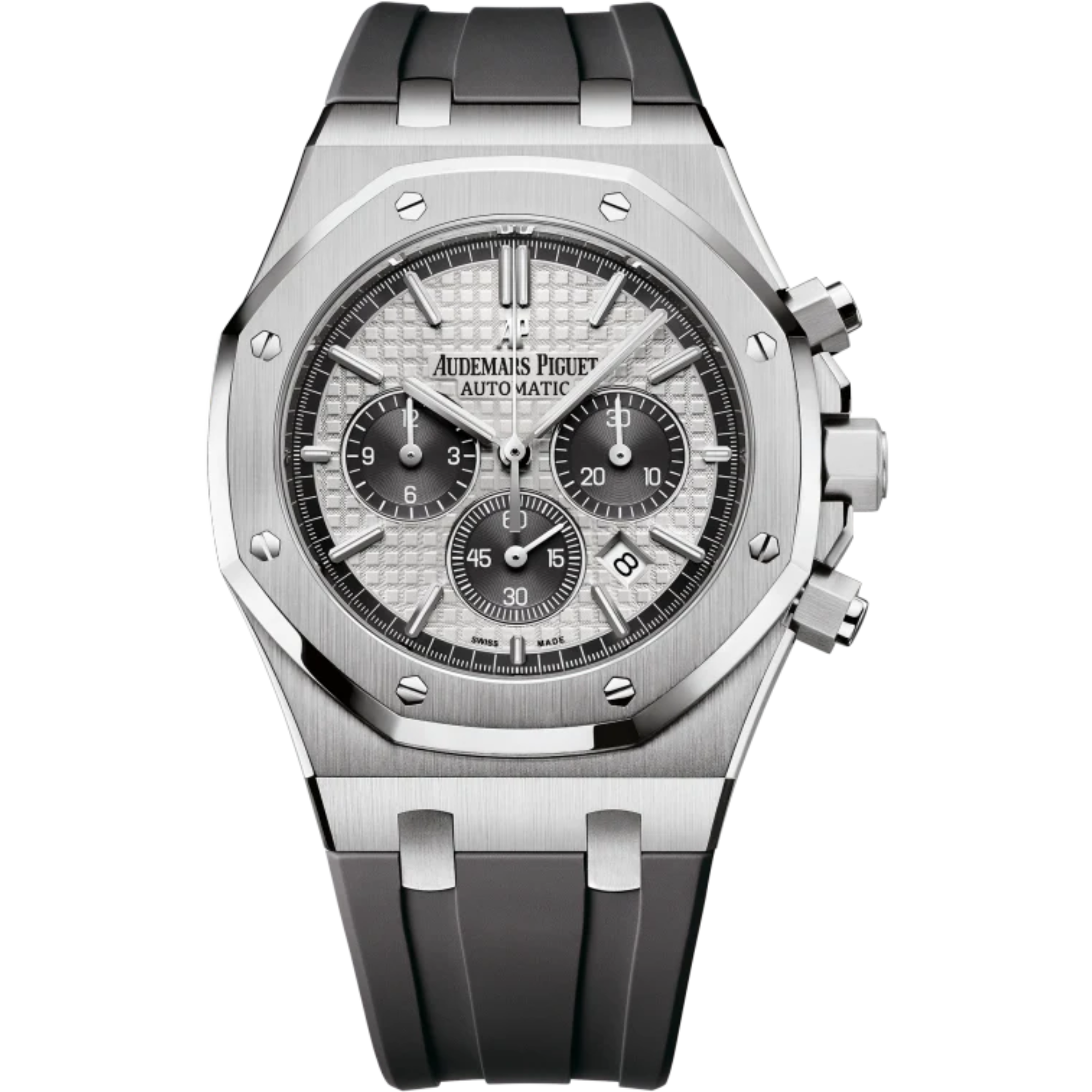 Royal Oak Chronograph Qe Ii Cup 2015 41MM Grey Rubber Strap Silver-Toned Dial With Grande Tapisserie Pattern Titanium Case - Audemars Piguet