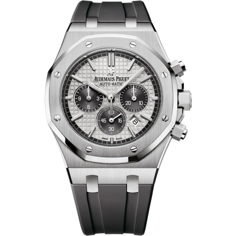 Royal Oak Chronograph Qe Ii Cup 2015 41MM Grey Rubber Strap Silver-Toned Dial With Grande Tapisserie Pattern Titanium Case - Audemars Piguet