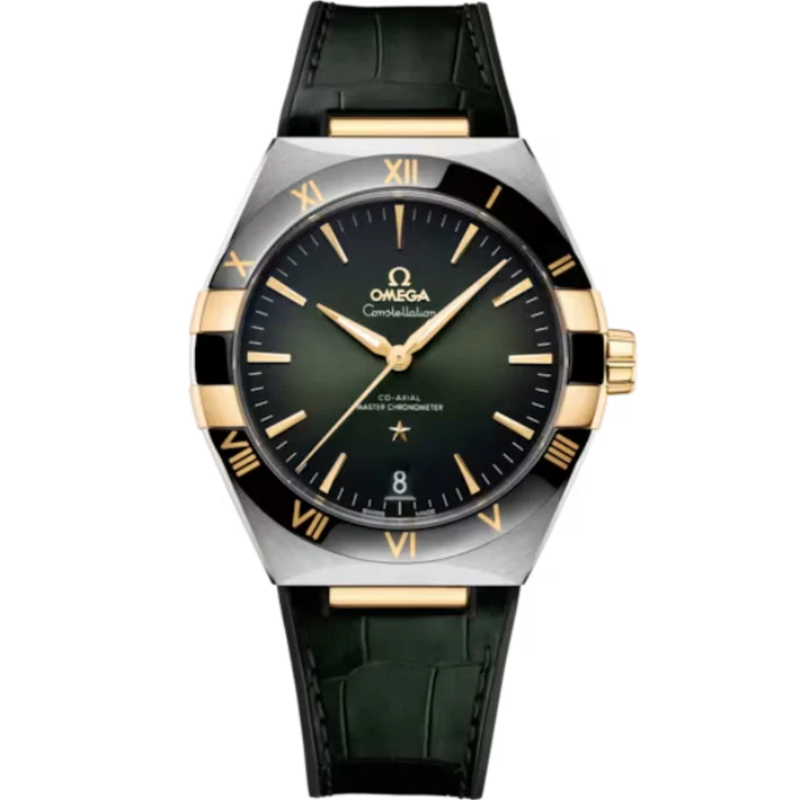 CONSTELLATION 41 MM STAINLESS STEEL - YELLOW GOLD WITH GREEN DIAL - Omega