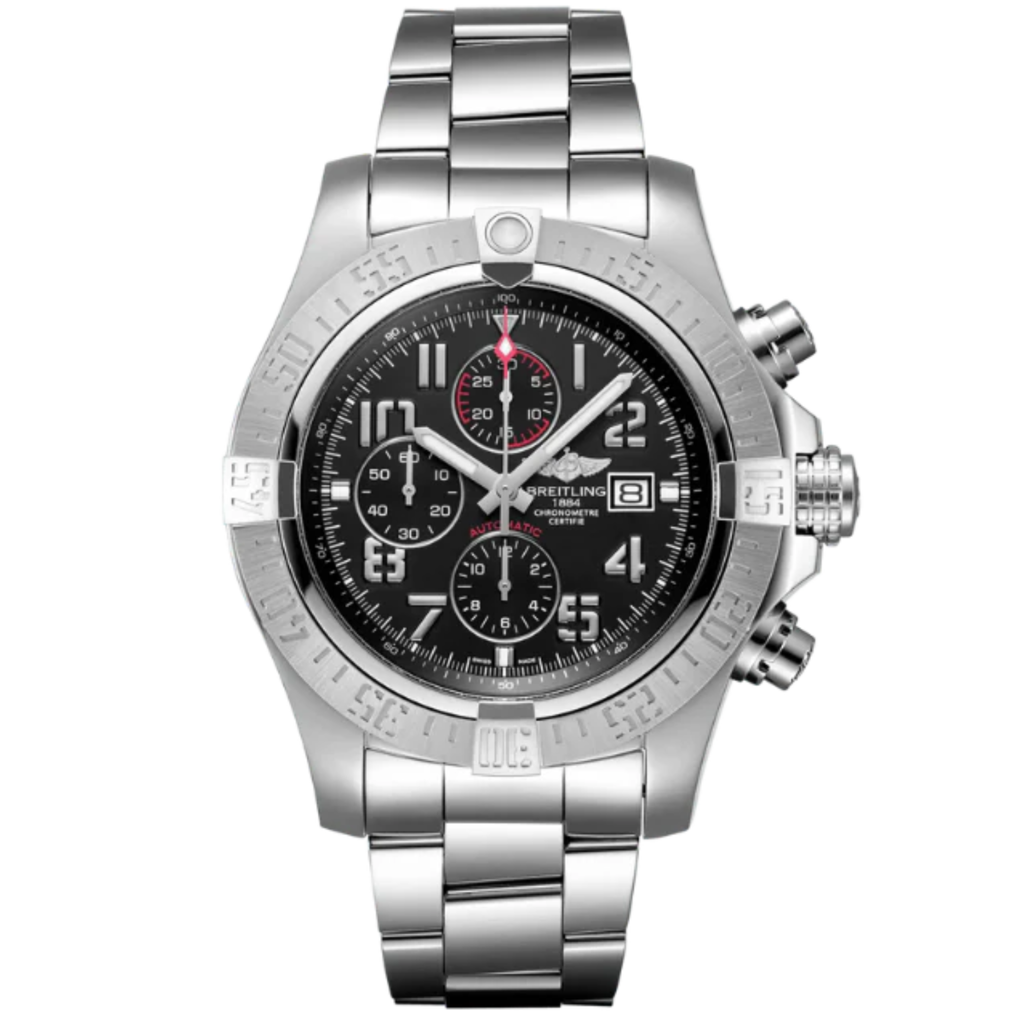 SUPER AVENGER II 48 MM STAINLESS STEEL WITH BLACK DIAL - Breitling