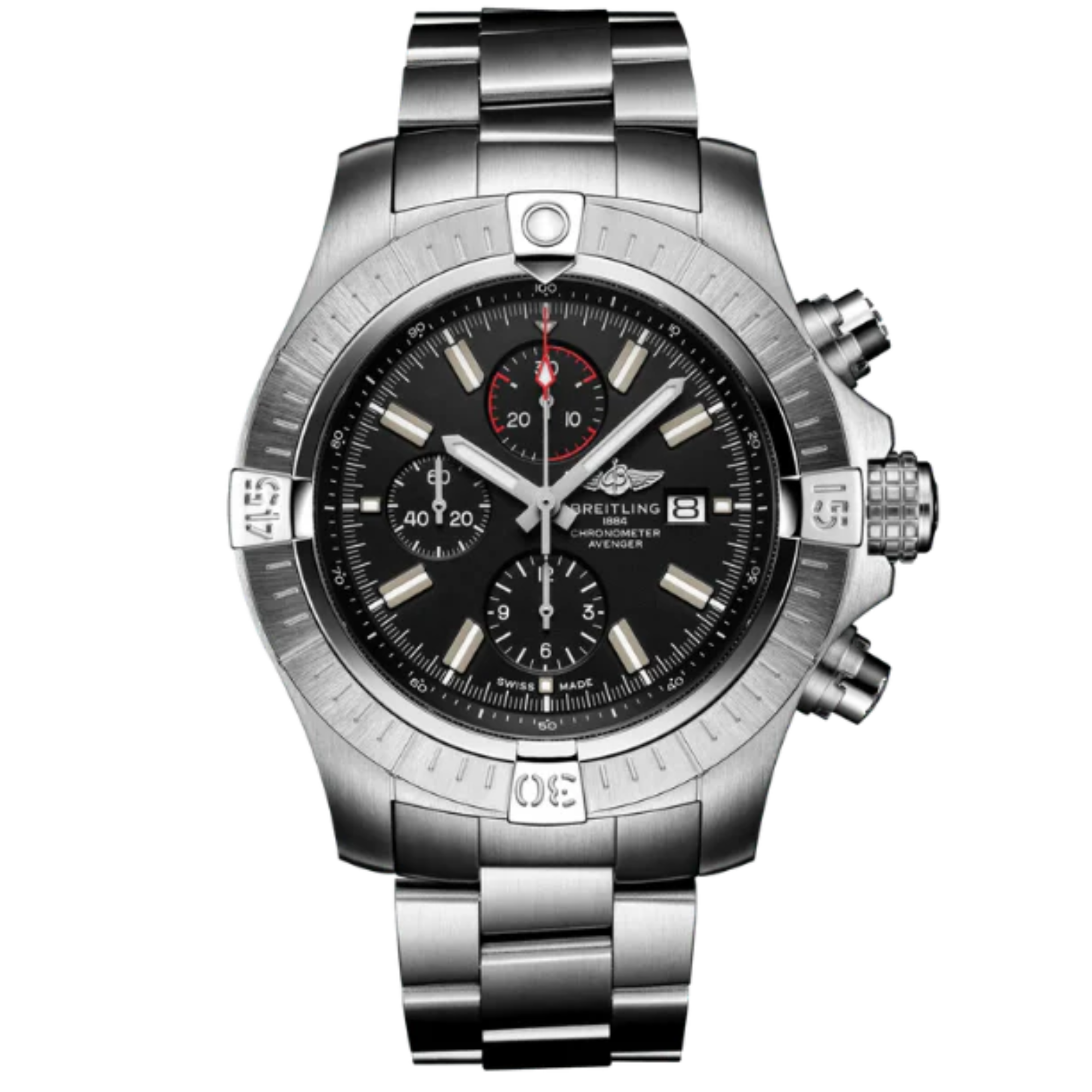 SUPER AVENGER CHRONOGRAPH 48 MM STAINLESS STEEL AND BLACK DIAL - Breitling