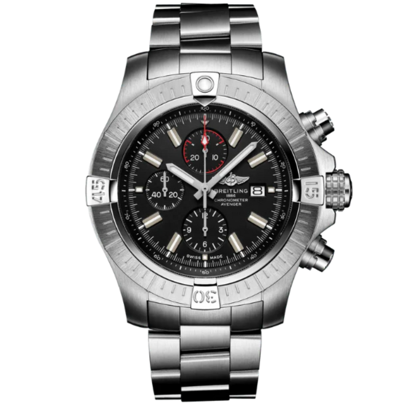 SUPER AVENGER CHRONOGRAPH 48 MM STAINLESS STEEL AND BLACK DIAL - Breitling