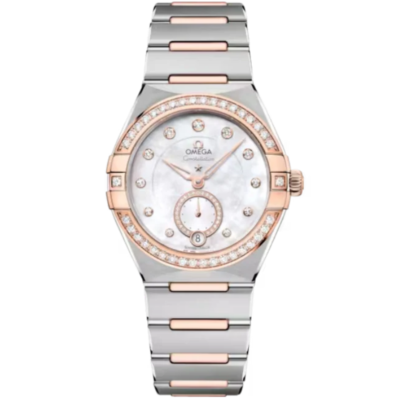 CONSTELLATION 34 MM STAINLESS STEEL - SEDNA™ GOLD WITH MOTHER OF PEARL DIAL - Omega