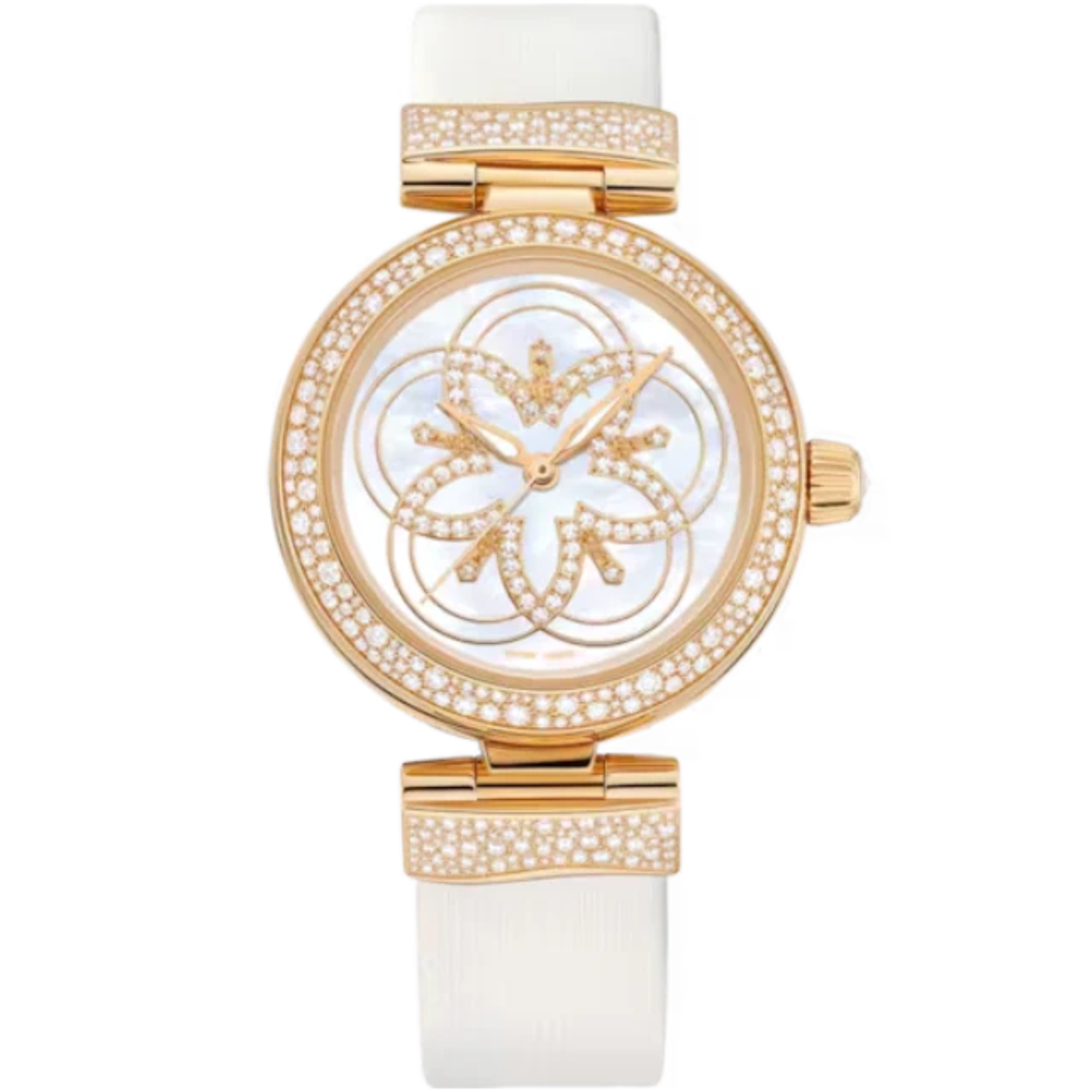 DE VILLE LADYMATIC 34 MM YELLOW GOLD WITH MOTHER OF PEARL DIAL - Omega