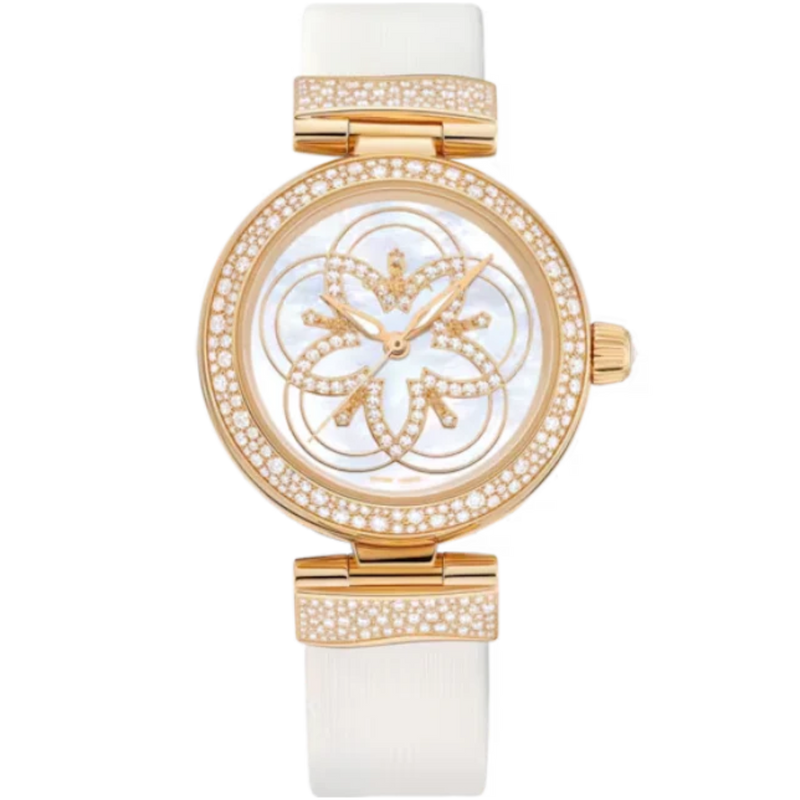 DE VILLE LADYMATIC 34 MM YELLOW GOLD WITH MOTHER OF PEARL DIAL - Omega