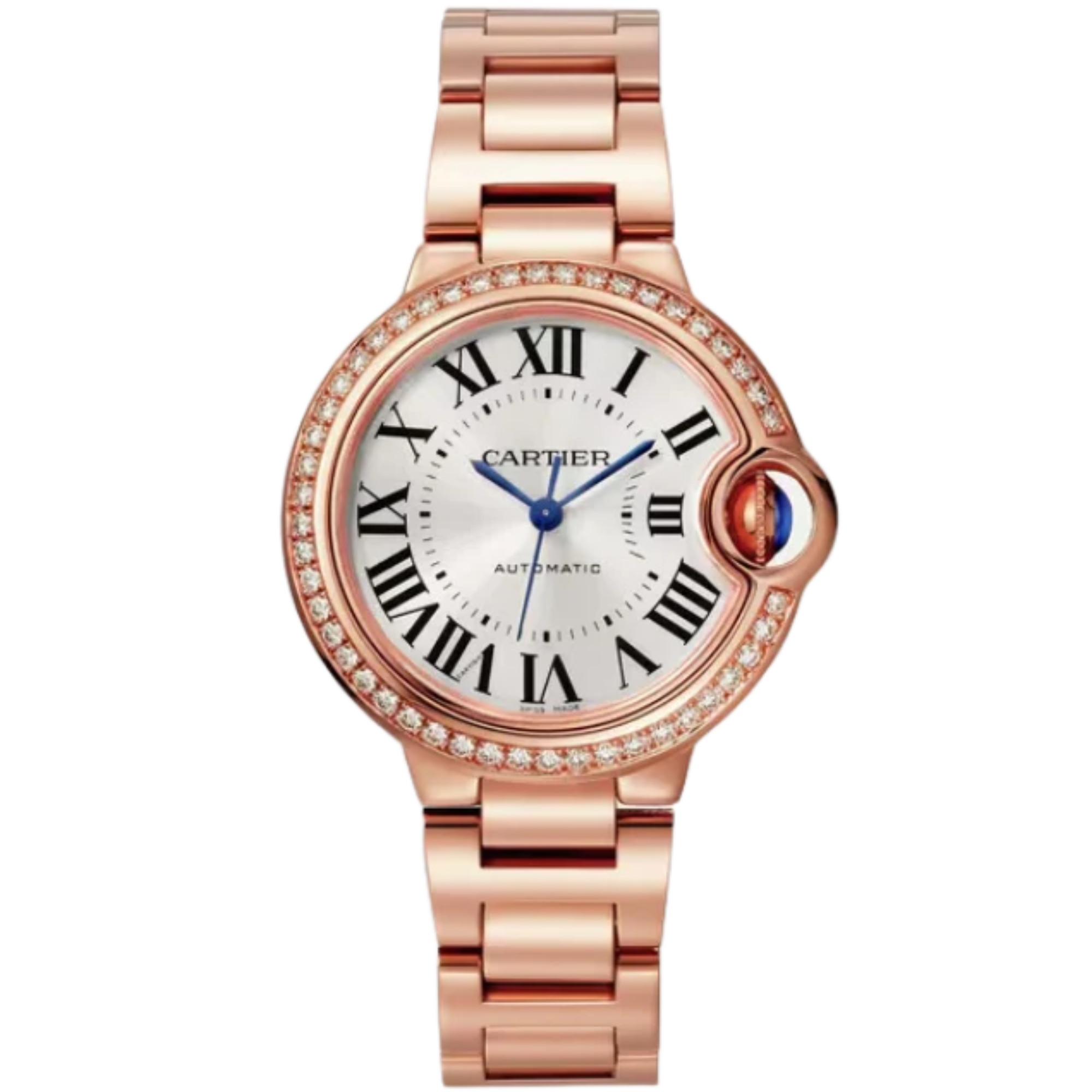 BALLON BLEU DE CARTIER 33 MM ROSE GOLD WITH SILVER SUNRAY EFFECT DIAL - Cartier
