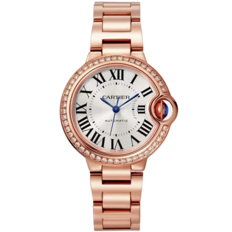 BALLON BLEU DE CARTIER 33 MM ROSE GOLD WITH SILVER SUNRAY EFFECT DIAL - Cartier