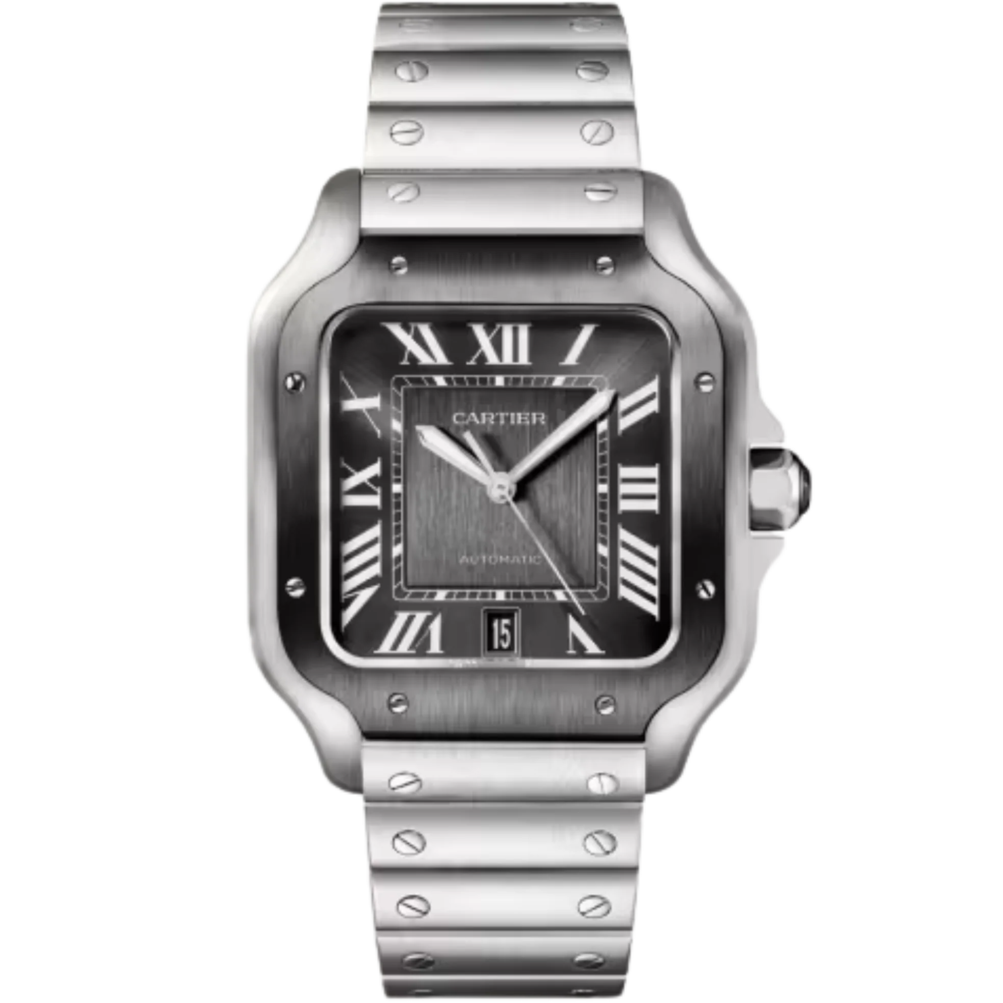 Cartier WSSA0037 Stainless Steel Santos De Cartier Large Model with ADLC Black Bezel/Grey Dial - Cartier