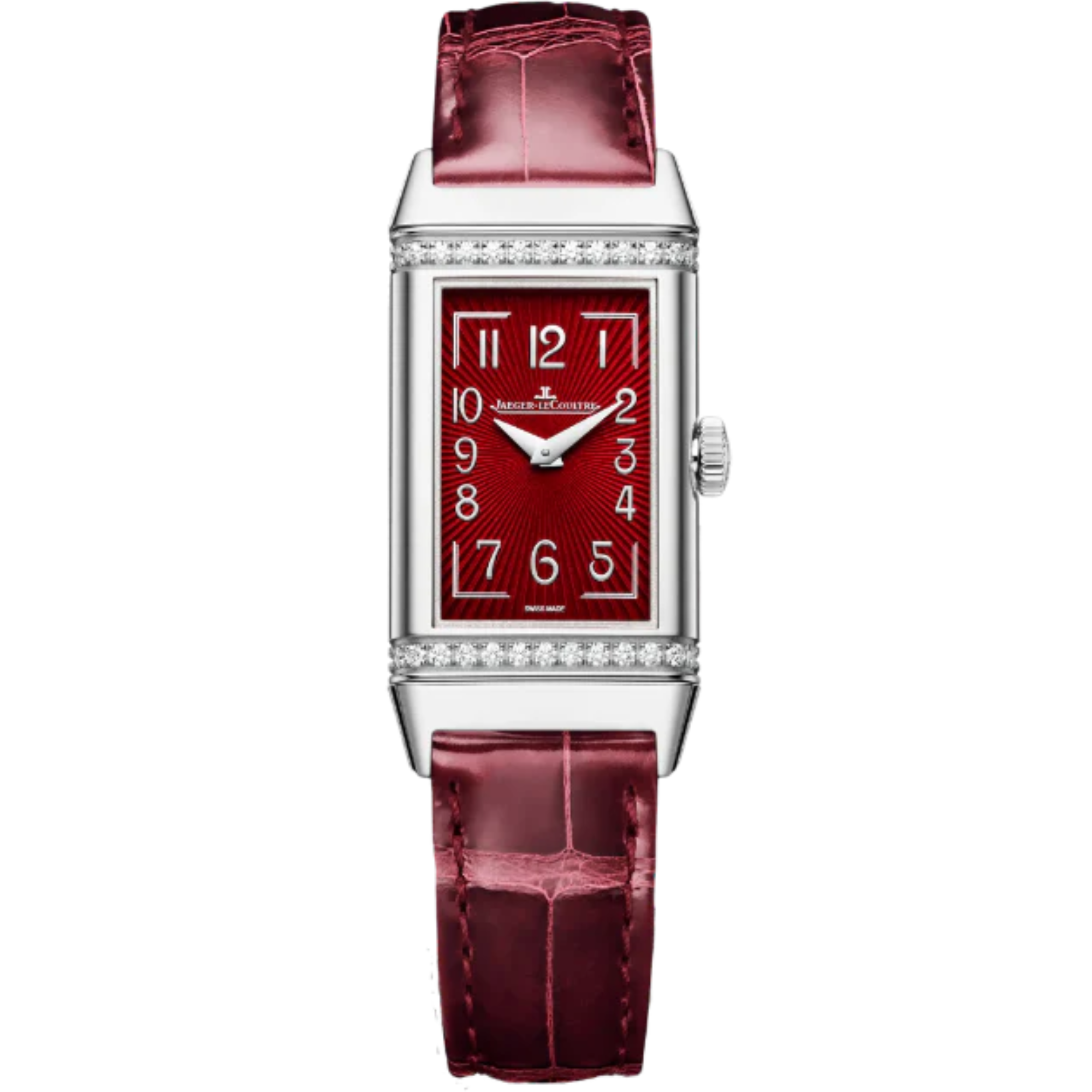 REVERSO ONE MONOFACE QUARTZ 40 MM STAINLESS STEEL WITH RED LACQUER DIAL - Jaeger-LeCoultre