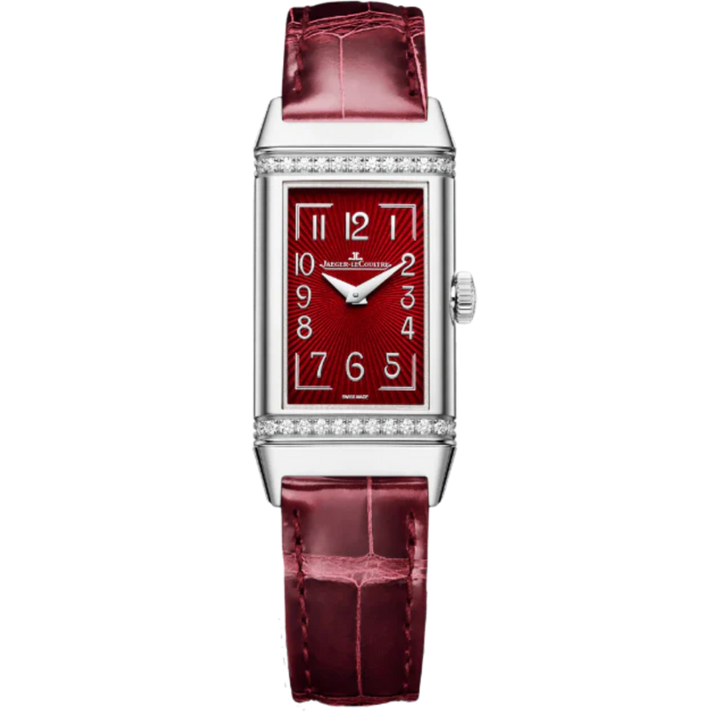 REVERSO ONE MONOFACE QUARTZ 40 MM STAINLESS STEEL WITH RED LACQUER DIAL - Jaeger-LeCoultre