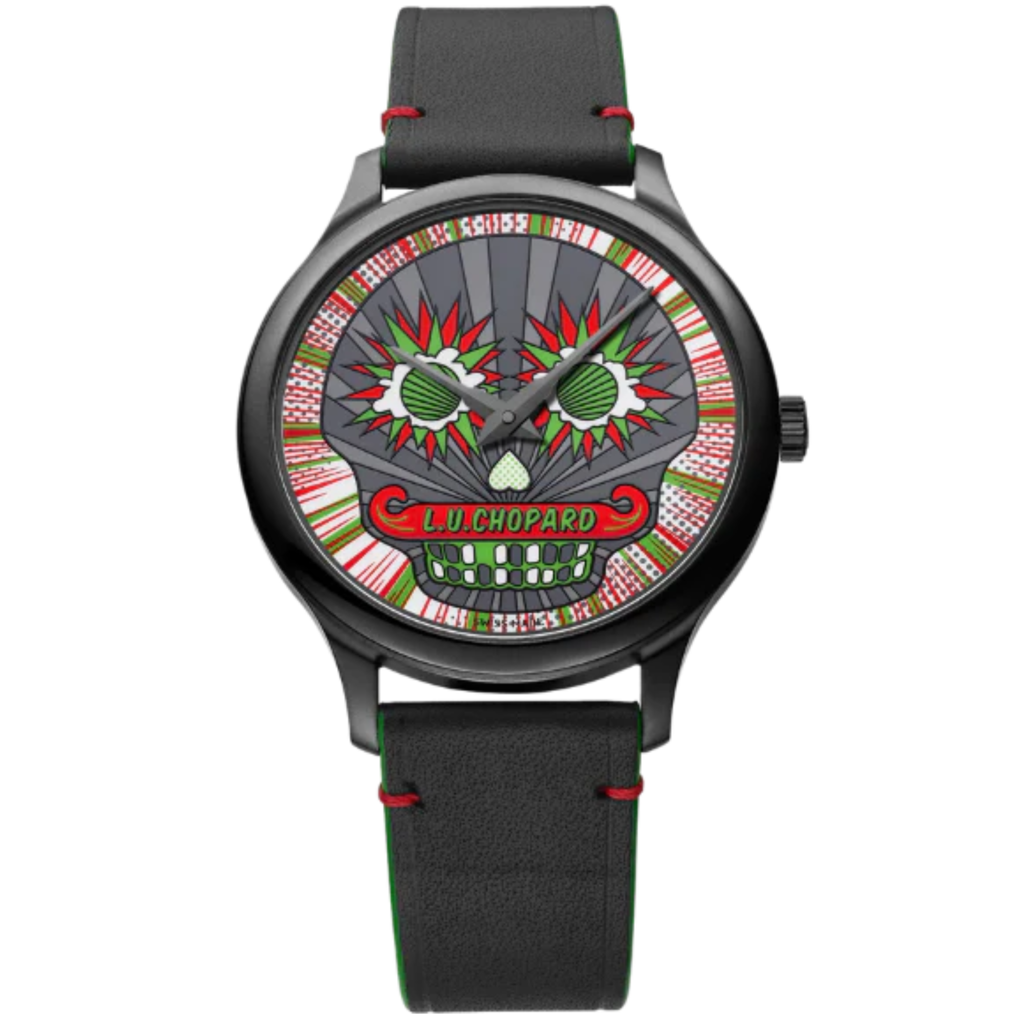 L.U.C SKULL ONE CALAVERA POP ART LIMITED EDITION 40 MM  DLC-TREATED BEAD BLASTED LUCENT STEEL™ WITH SKULL MOTIF DIAL - Chopard