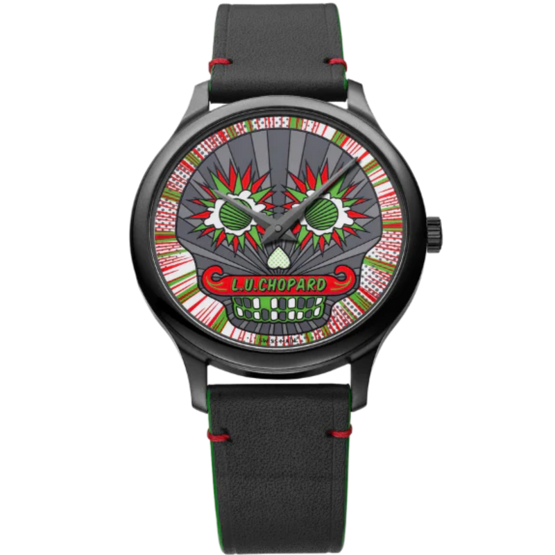 L.U.C SKULL ONE CALAVERA POP ART LIMITED EDITION 40 MM  DLC-TREATED BEAD BLASTED LUCENT STEEL™ WITH SKULL MOTIF DIAL - Chopard