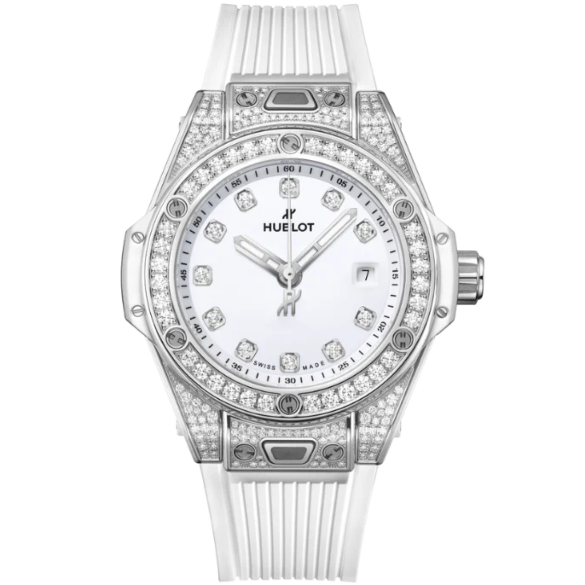 Big Bang 33mm ONE CLICK STEEL WHITE PAVÉ DIAMOND MARKERS - Hublot