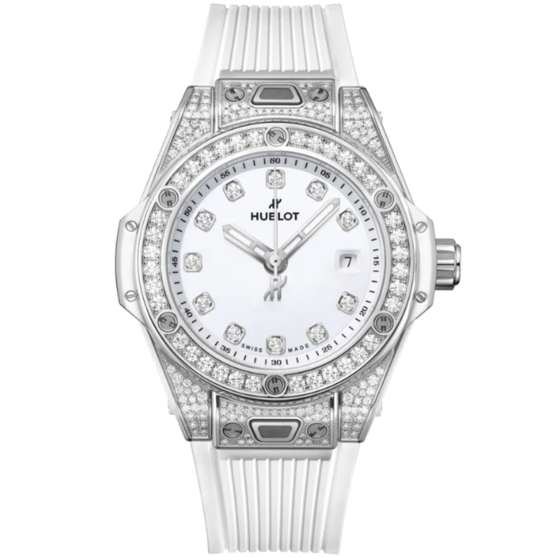 Big Bang 33mm ONE CLICK STEEL WHITE PAVÉ DIAMOND MARKERS - Hublot