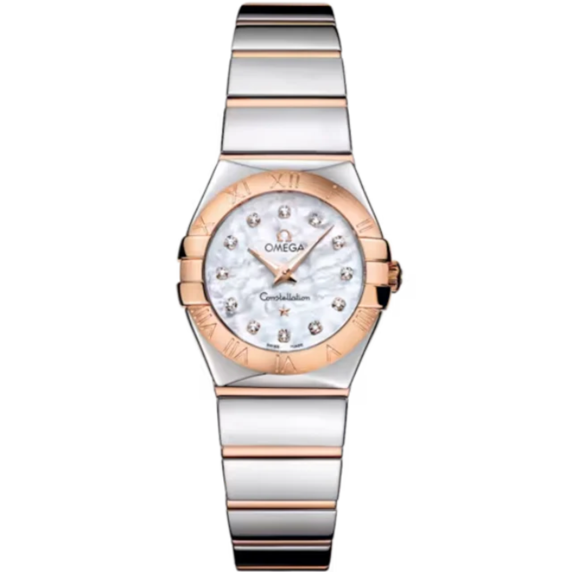 CONSTELLATION 24 MM STAINLESS STEEL - RED GOLD WITH MOTHER OF PEARL DIAL - Omega