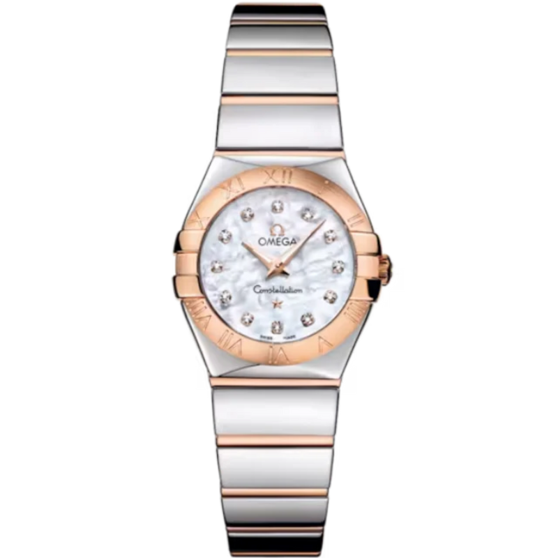 CONSTELLATION 24 MM STAINLESS STEEL - RED GOLD WITH MOTHER OF PEARL DIAL - Omega