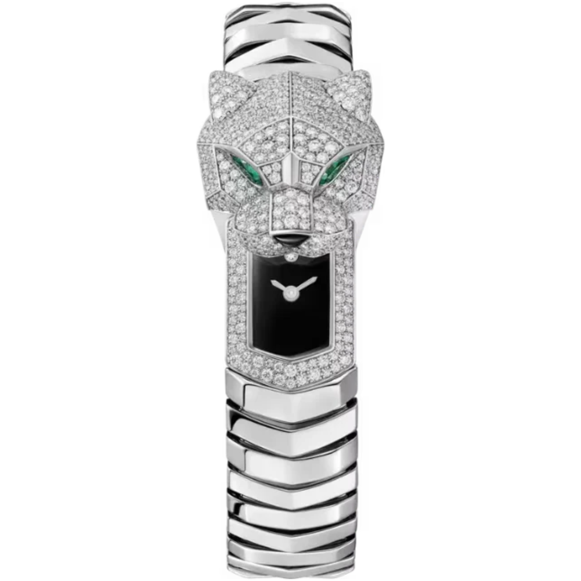 PANTHERE DE CARTIER 38 MM RHODIUM FINISH WHITE GOLD WITH BLACK LACQUER DIAL - Cartier