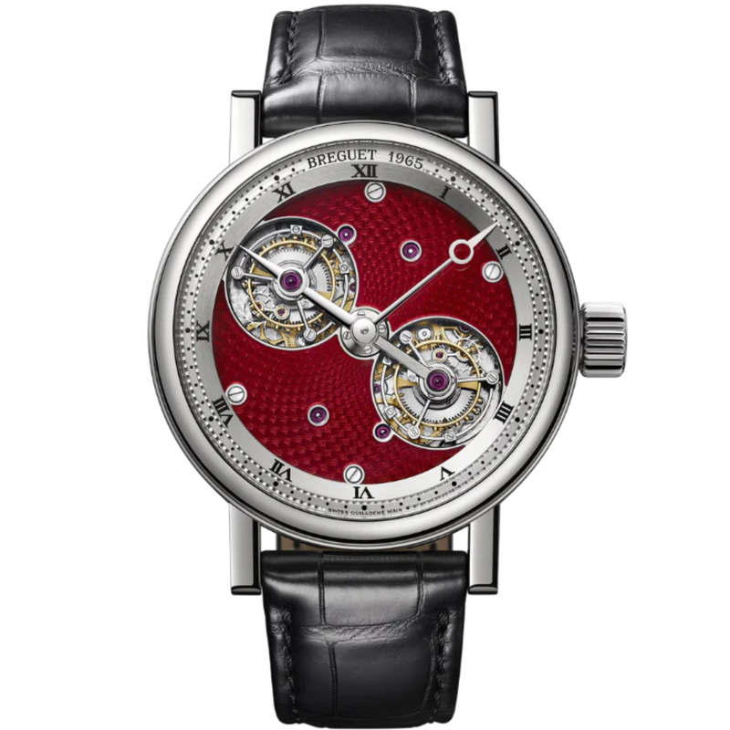 DOUBLE TOURBILLON 5347 44 MM PLATINUM WITH RED ENAMEL COATING DIAL - Breguet