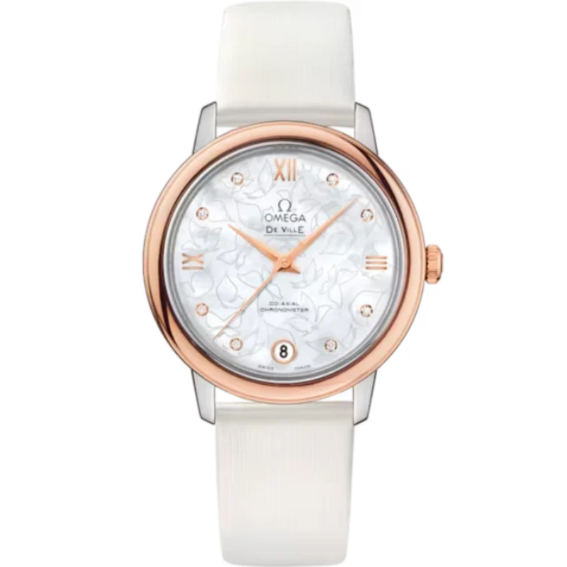 DE VILLE PRESTIGE BUTTERFLY 33 MM STAINLESS STEEL - RED GOLD WITH MOTHER OF PEARL DIAL - Omega