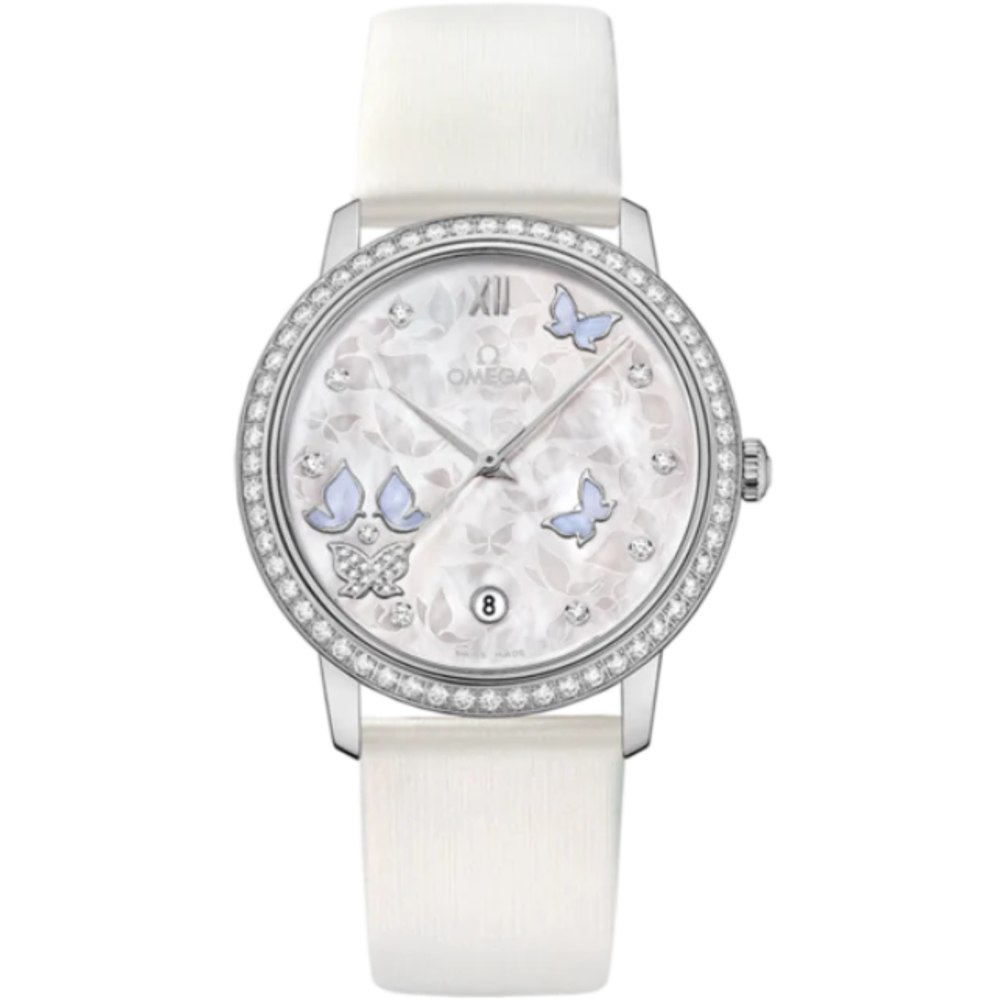 DE VILLE PRESTIGE BUTTERFLY 37 MM WHITE GOLD WITH MOTHER OF PEARL DIAL - Omega