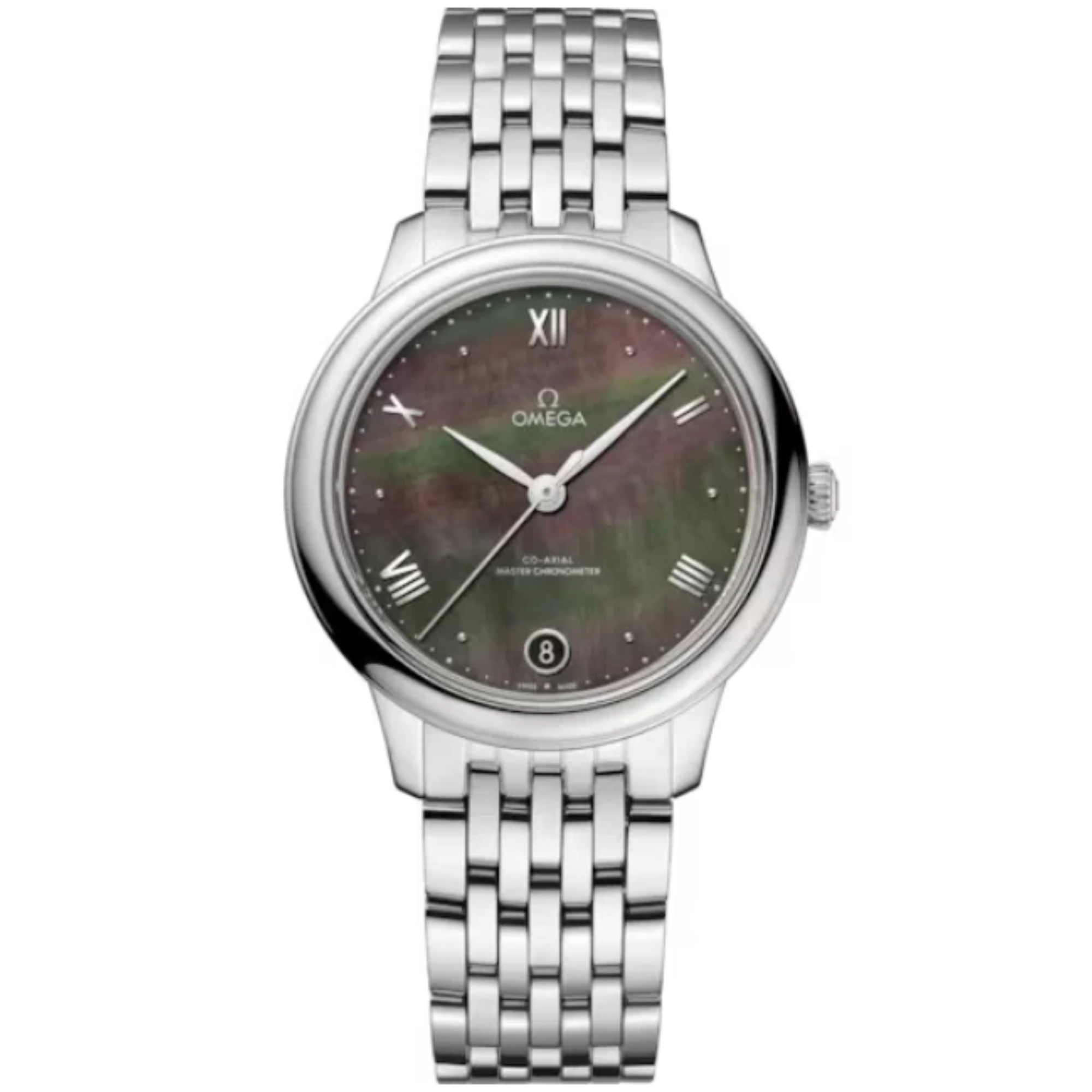 DE VILLE PRESTIGE 34 MM STAINLESS STEEL WITH GREY MOTHER OF PEARL DIAL - Omega