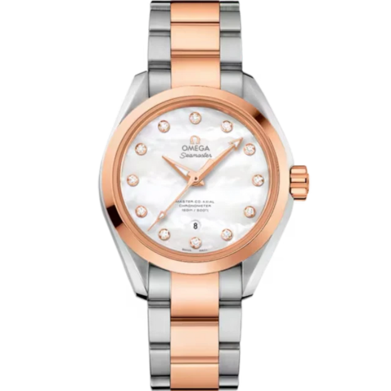 SEAMASTER AQUA TERRA 150M 34 MM STAINLESS STEEL - SEDNA™ GOLD WITH MOTHER OF PEARL DIAL - Omega