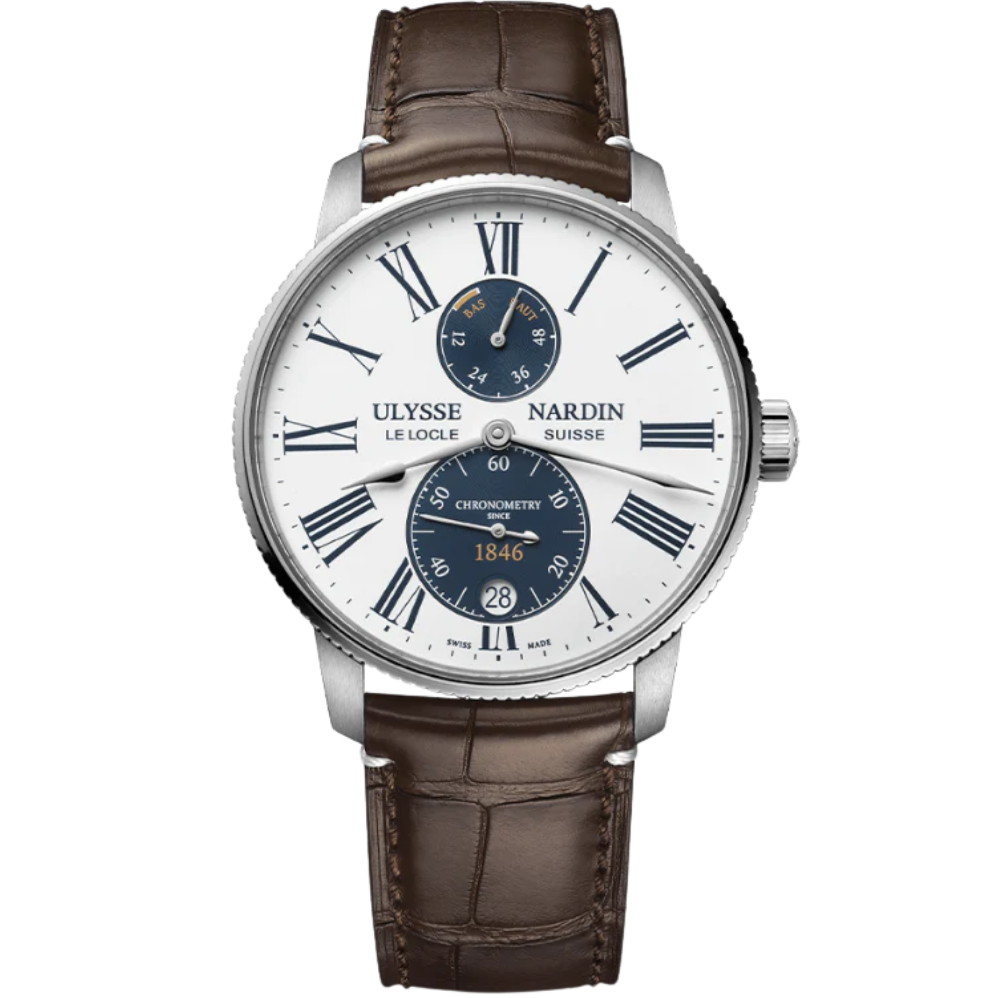 MARINE TORPILLEUR PANDA 42 MM STAINLESS STEEL WITH WHITE DIAL - Ulysse Nardin