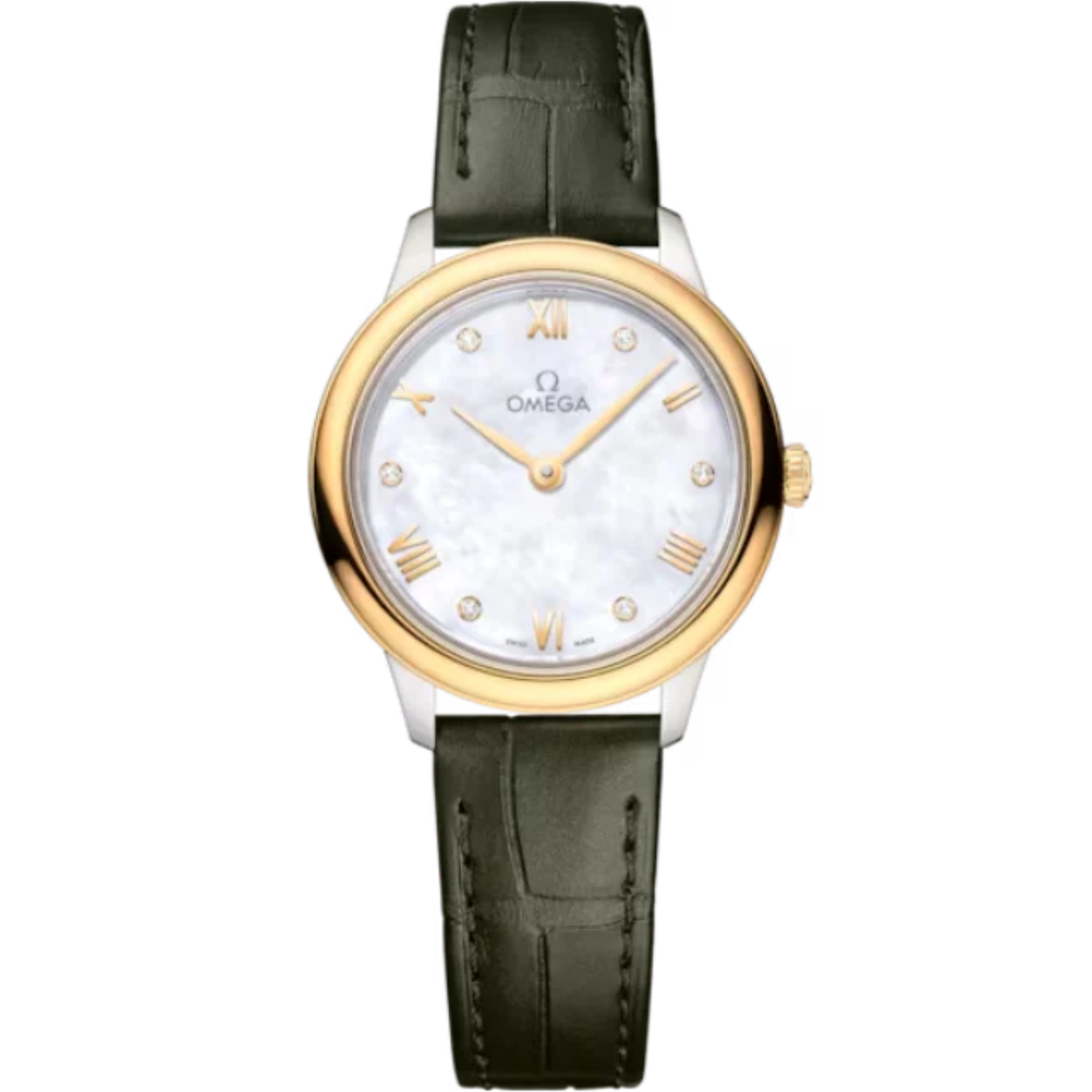 DE VILLE PRESTIGE 27 MM STAINLESS STEEL - YELLOW GOLD WITH MOTHER OF PEARL DIAL - Omega